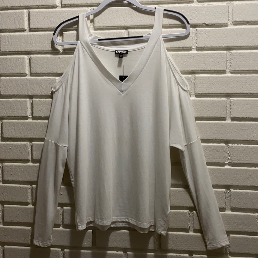 NWT Express White Cold Shoulder Shirt Size Small